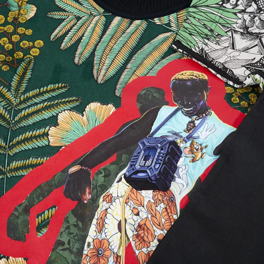 T-shirt BISENGO JP MIKA x XULY-BËT - Numéroté 10/65 - Taille L - Wearable-art inspiré du tableau "Feti n'a Feti" (C'est la fête) de la série de toiles BISENGO de JP MIKA.