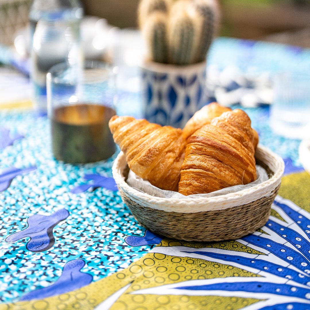 MBILA-LAGA – Nappe en wax bleu et kaki