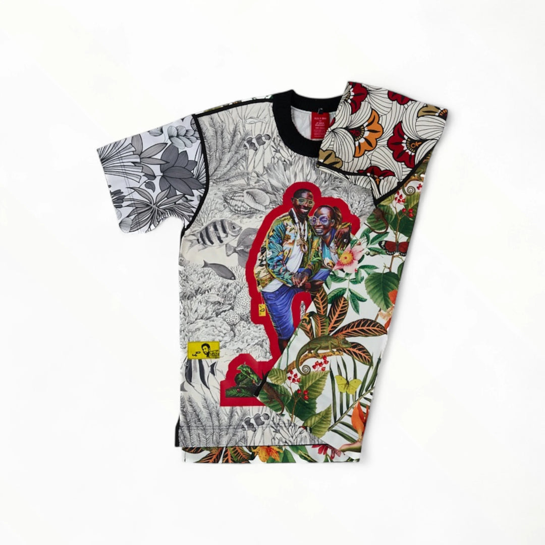 T-shirt BISENGO JP MIKA x XULY-BËT - Numéroté 1/65 - Taille M - Wearable-art inspiré du tableau "Moninga" (l'Amitié) de la série de toiles BISENGO de JP MIKA.