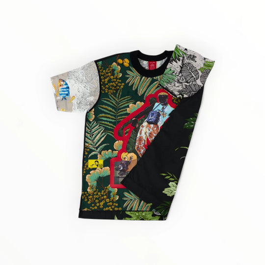 T-shirt BISENGO JP MIKA x XULY-BËT - Numéroté 10/65 - Taille L - Wearable-art inspiré du tableau "Feti n'a Feti" (C'est la fête) de la série de toiles BISENGO de JP MIKA.