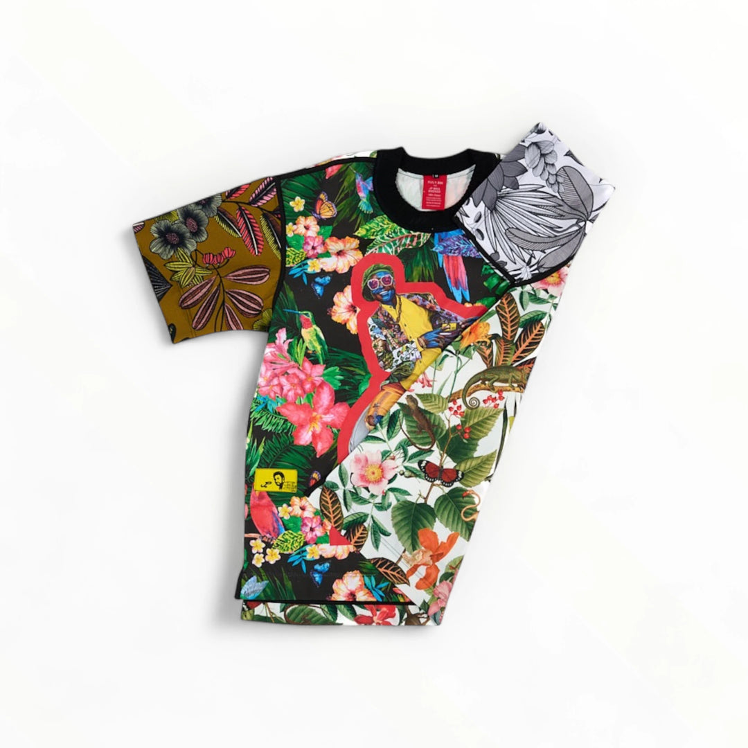 T-shirt BISENGO JP MIKA x XULY-BËT - Numéroté 12/65 - Taille M - Wearable-art inspiré du tableau "Tango ya Molato" (Le temps de la Sape) de la série de toiles BISENGO de JP MIKA.