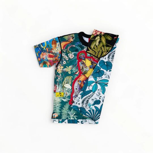 T-shirt BISENGO JP MIKA x XULY-BËT - Numéroté 13/65 - Taille L - Wearable-art inspiré du tableau "Tango ya Molato" (Le temps de la Sape) de la série de toiles BISENGO de JP MIKA.