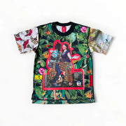 T-shirt BISENGO JP MIKA x XULY-BËT - Numéroté 14/65 - Taille S - Wearable-art inspiré du tableau "Tala Mabina ya Mboka na Biso" (Regarde la danse de notre pays) de la série de toiles BISENGO de JP MIKA.