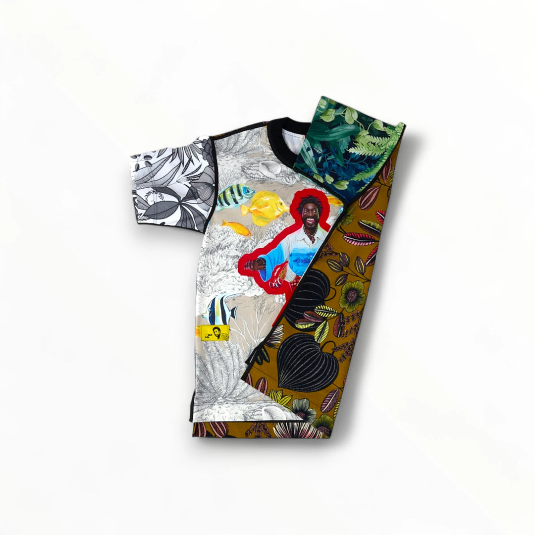 T-shirt BISENGO JP MIKA x XULY-BËT - Numéroté 5/65 - Taille S - Wearable-art inspiré du tableau "La Générosité" de la série de toiles BISENGO de JP MIKA.