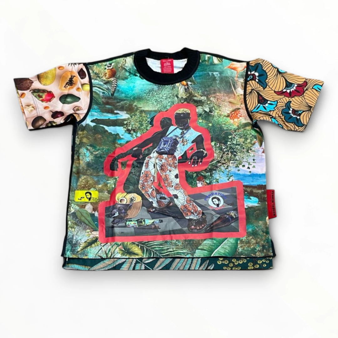 T-shirt Wearable-Art - Collection micro-capsule JP MIKA BISENGO FASHION x XULY-BËT - Studio Matongé. Feti n'a feti (C'est la fête) - Small - 8/65