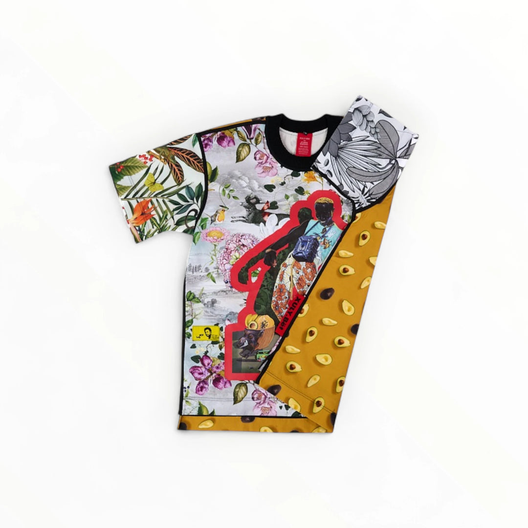 T-shirt BISENGO JP MIKA x XULY-BËT - Numéroté 9/65 - Taille M - Wearable-art inspiré du tableau "Feti n'a Feti" (C'est la fête) de la série de toiles BISENGO de JP MIKA.