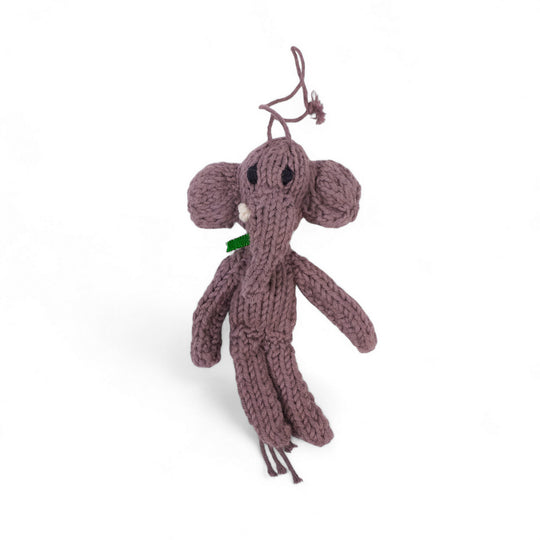 Décoration tricotée main – Éléphant MARGE en coton bio