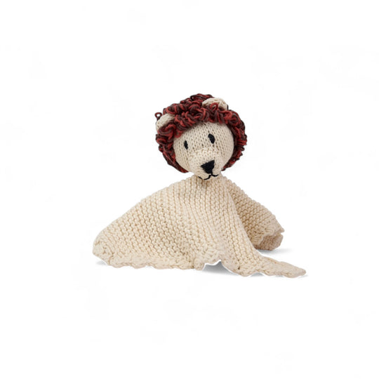 Doudou plat lion en coton bio certifié GOTS - fait main - LEONARD - Studio Matongé