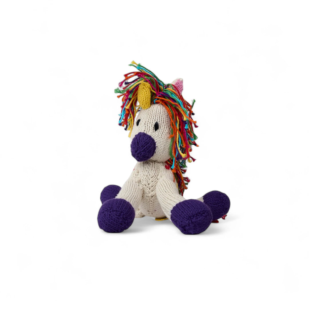 LILI, peluche licorne faite main en coton bio certifié GOTS.