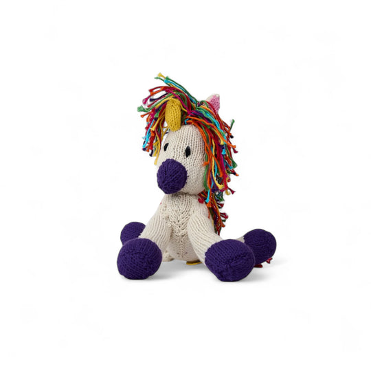 LILI, peluche licorne faite main en coton bio certifié GOTS.