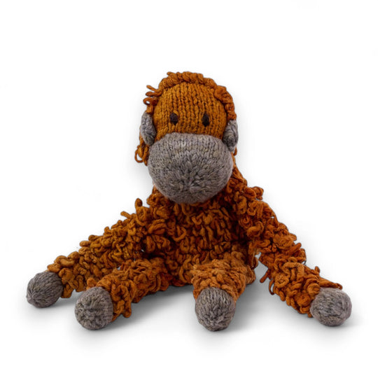 Peluche orang-outang en laine bio couleur rouille - éco-responsable - BORIS - Studio Matongé