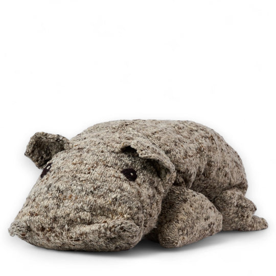 Peluche géante hippopotame, maxi pouf en laine bio éco-responsable - RAYMOND - Studio Matongé