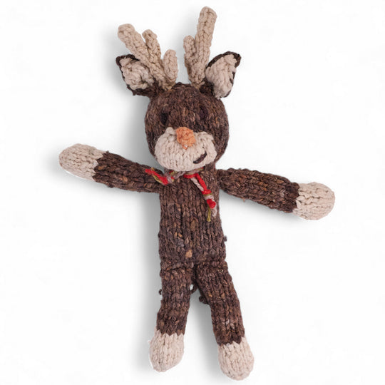 RUDY – Doudou renne en laine bio tricoté main au Kenya