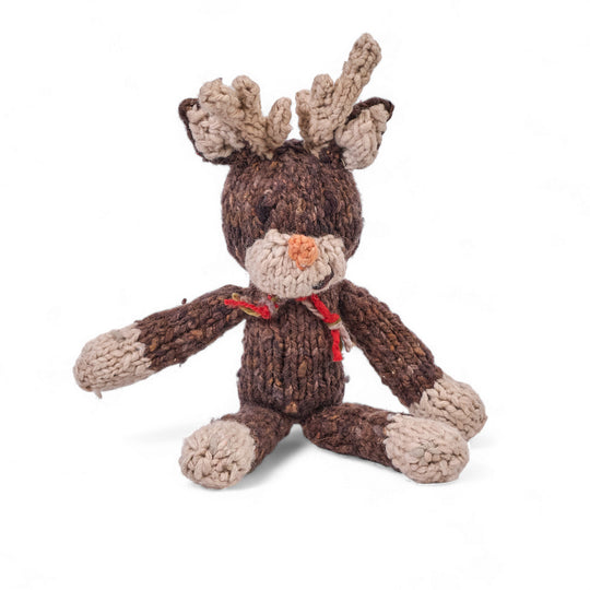 RUDY – Doudou renne en laine bio tricoté main au Kenya