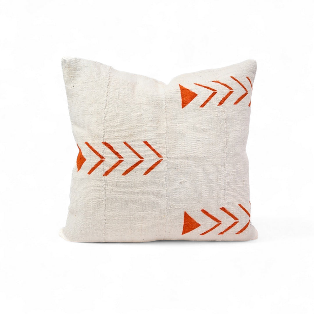 Housse de coussin éthnique carré 50 x 50 cm - Mudcloth Bogolan blanc - UPENDO - Studio Matongé