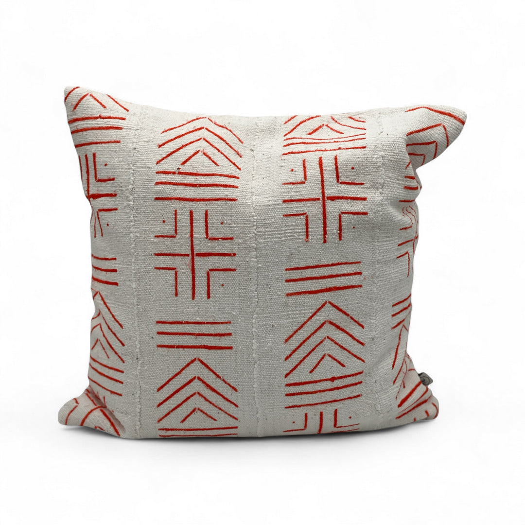 Housse de coussin éthnique carrée 50 x 50 cm - Mudcloth Bogolan blanc - UCHAWI - Studio Matongé