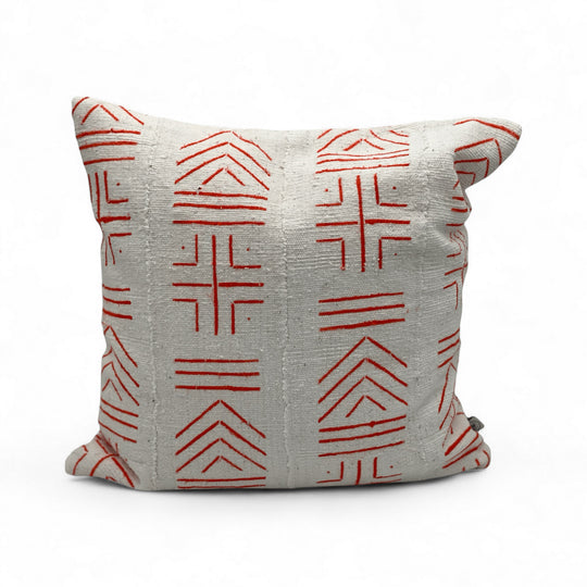 Housse de coussin éthnique carrée 50 x 50 cm - Mudcloth Bogolan blanc - UCHAWI - Studio Matongé