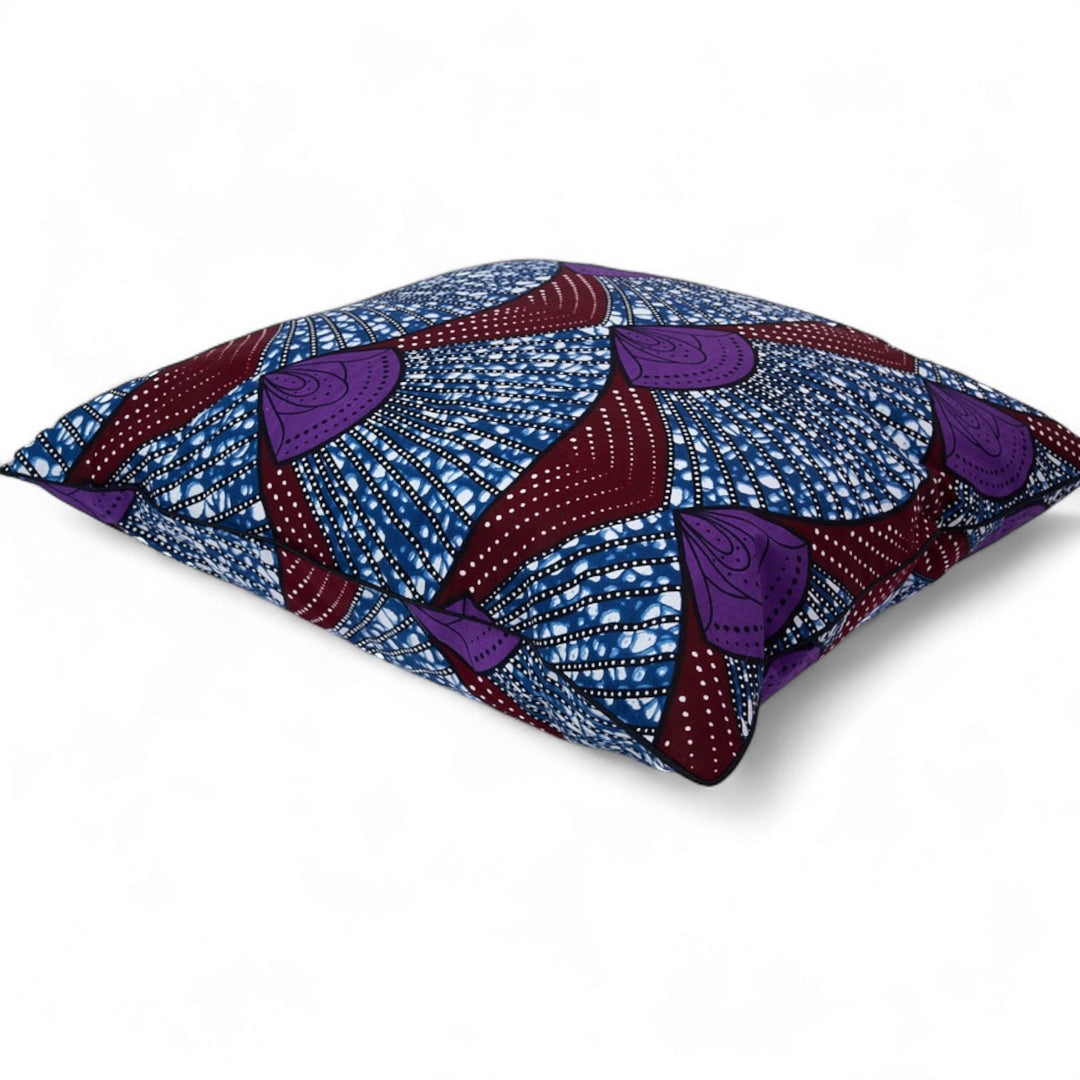 Housse de coussin ethnique carrée 50 x 50 cm en wax multicolore - OSUN-SANAA - Studio Matongé