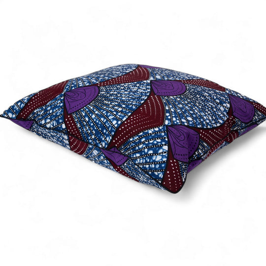Housse de coussin ethnique carrée 50 x 50 cm en wax multicolore - OSUN-SANAA - Studio Matongé