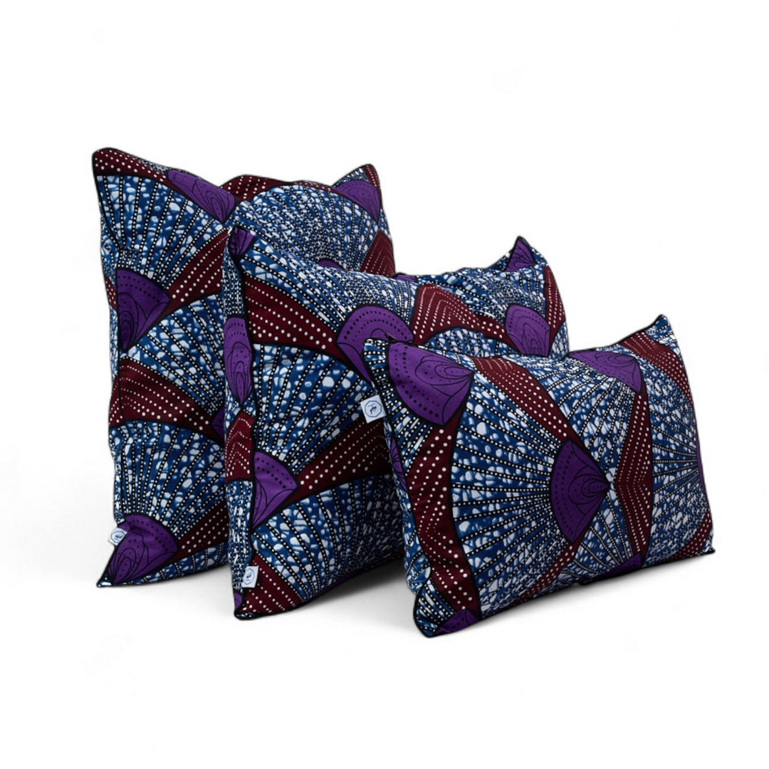 Housses de coussin ethniques rectangulaires en  30 x 50 cm ou 40 x 60 cm et carrées en 50 x50 cm en wax multicolore - OSUN-SANAA - Studio Matongé