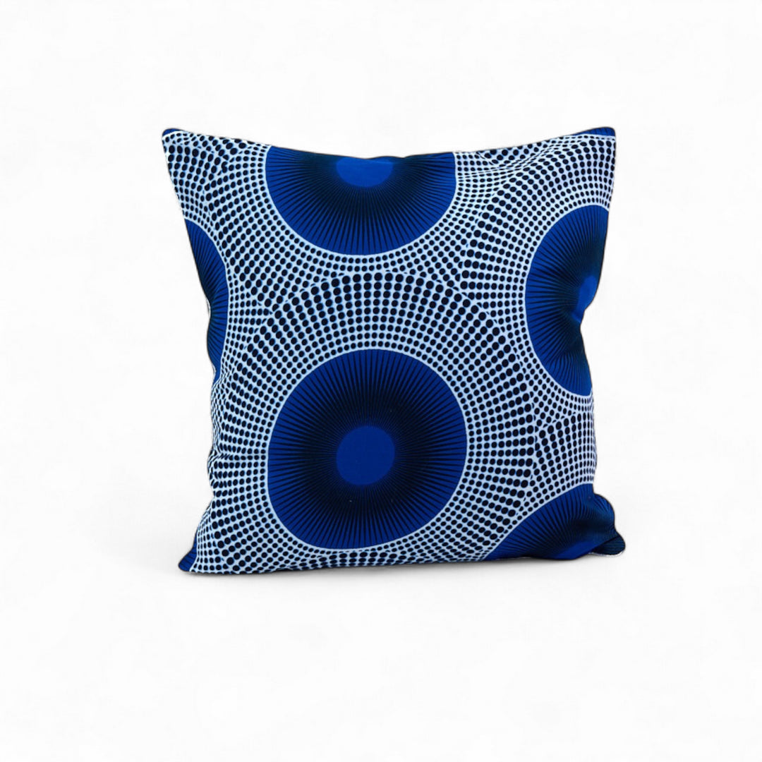 Housse de coussin éthnique - Wax bleu et blanc - 40 x 40 cm - WAALI - Studio Matongé