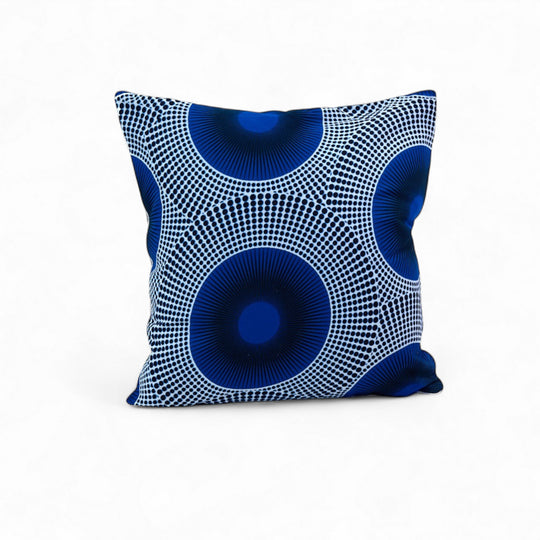 Housse de coussin éthnique - Wax bleu et blanc - 40 x 40 cm - WAALI - Studio Matongé