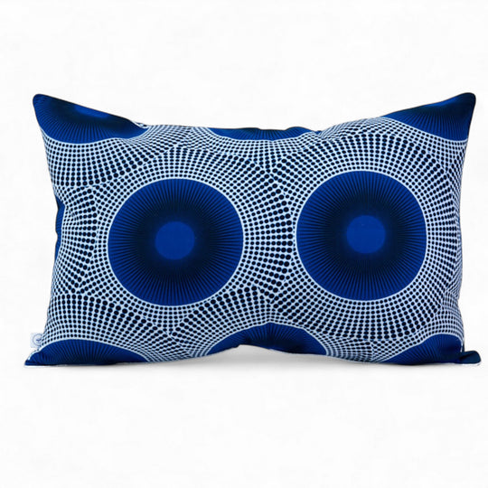Housse de coussin éthnique - Wax bleu et blanc -40 x 60 cm - WAALI - Studio Matongé