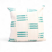 NZETE cushion cover in white and green bogolan, 50 × 50 cm