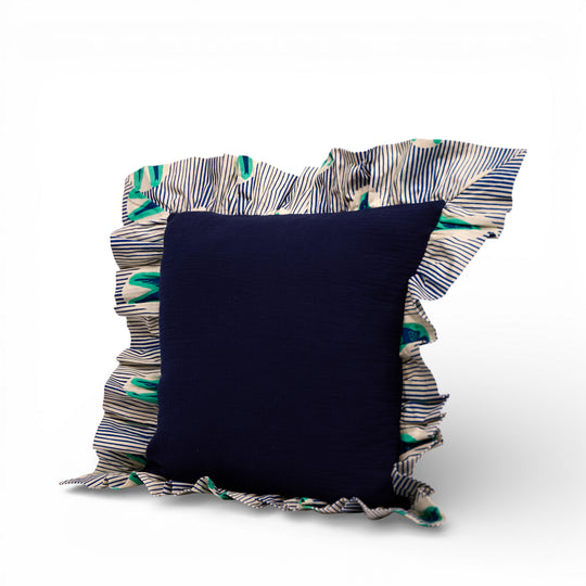 FEFERE-MTOTO – Housse de coussin à volants en wax et double gaze