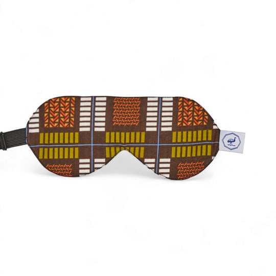 Masque de nuit wax et soie DARE KULALA moka – motif wax brun graphique