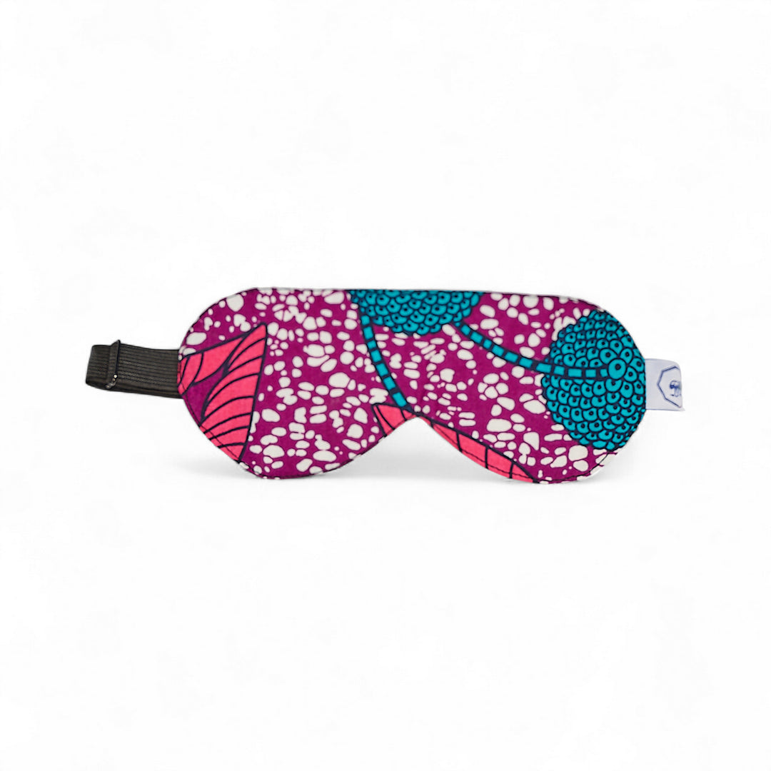 Masque de nuit wax et soie DARE LINDEN – motif wax rose et turquoise