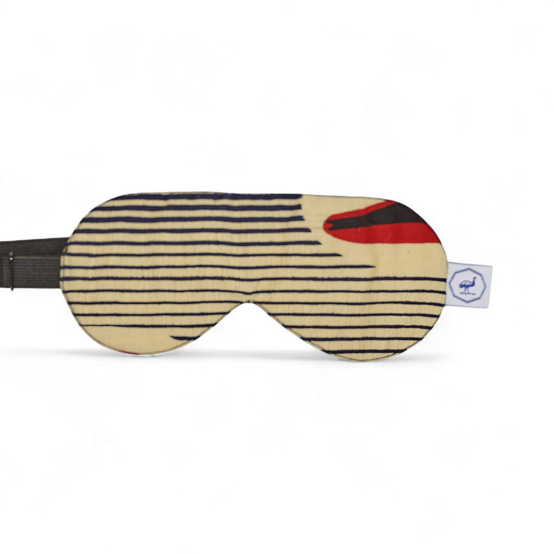 Masque de nuit wax et soie DARE MTOTO – motif wax rayures bleu et rouge