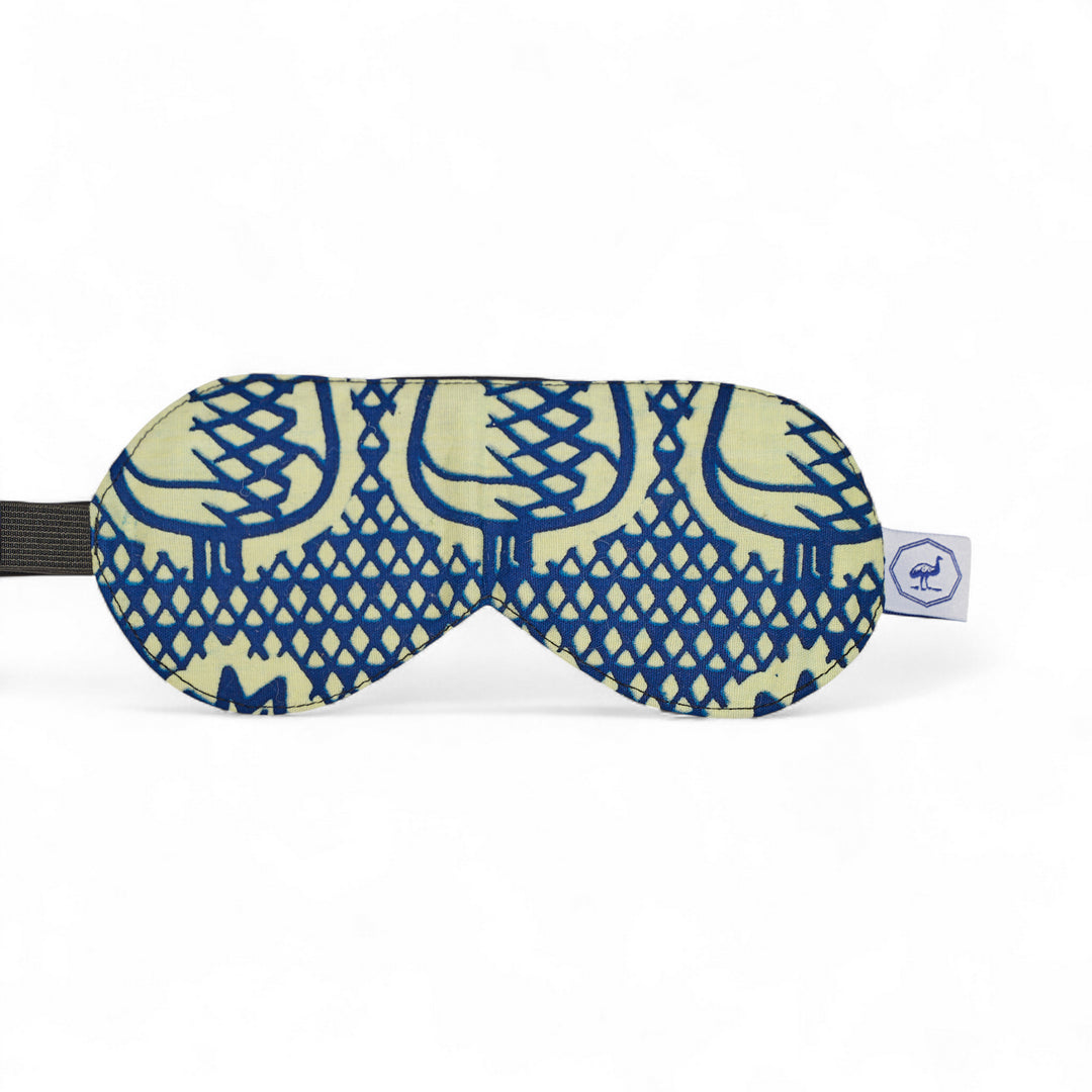 Masque de nuit wax et soie DARE NANANAS – motif wax bleu et crème