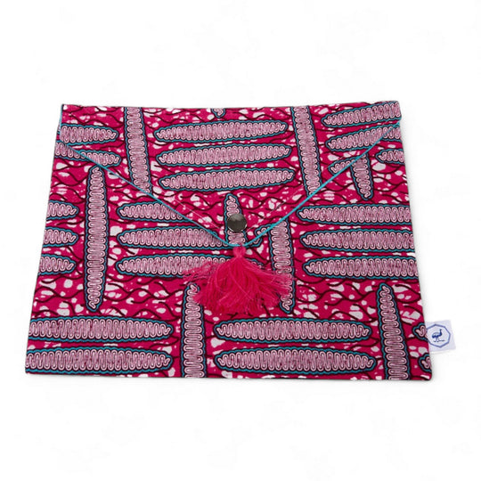 Pochette de rangement enveloppe - Wax rose et turquoise - WODE - Studio Matongé