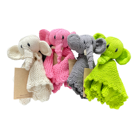 Doudou plat éléphant en coton bio éco-responsable certifié GOTS - BARRY - Studio Matongé. Disponible en plusieurs couleurs