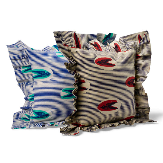 FEFERE-MTOTO – Housse de coussin à volants en wax et double gaze