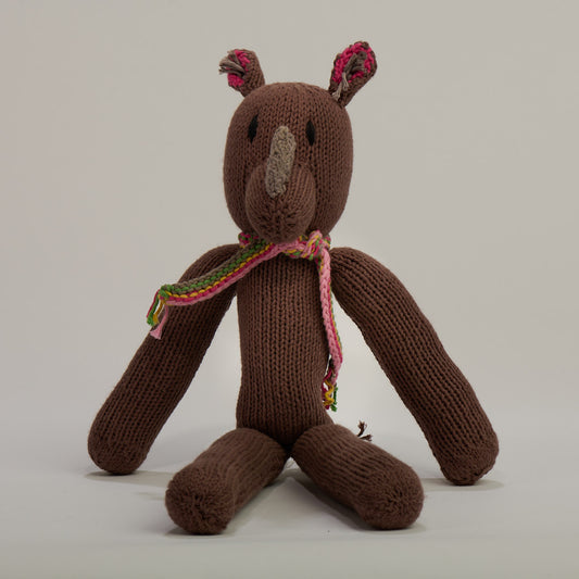 Long-Legged Rhino Cuddly Toy - Handmade - Eco-Friendly Organic Cotton Plush - EDITH