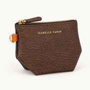 Porte-monnaie CHOU Isabelle Varin en cuir, coloris marron pailleté, vue sur fond clair.