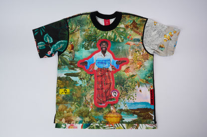T-shirt BISENGO JP MIKA x XULY-BËT - Numéroté 7/65 - Taille L - Wearable-art inspiré du tableau "La Générosité" de la série de toiles BISENGO de JP MIKA.