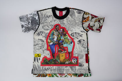 T-shirt BISENGO JP MIKA x XULY-BËT - Numéroté 1/65 - Taille M - Wearable-art inspiré du tableau "Moninga" (l'Amitié) de la série de toiles BISENGO de JP MIKA.
