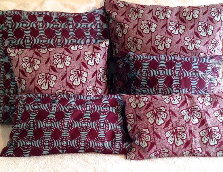 Ethnic cushion cover - Burgundy and green floral wax - DIYA