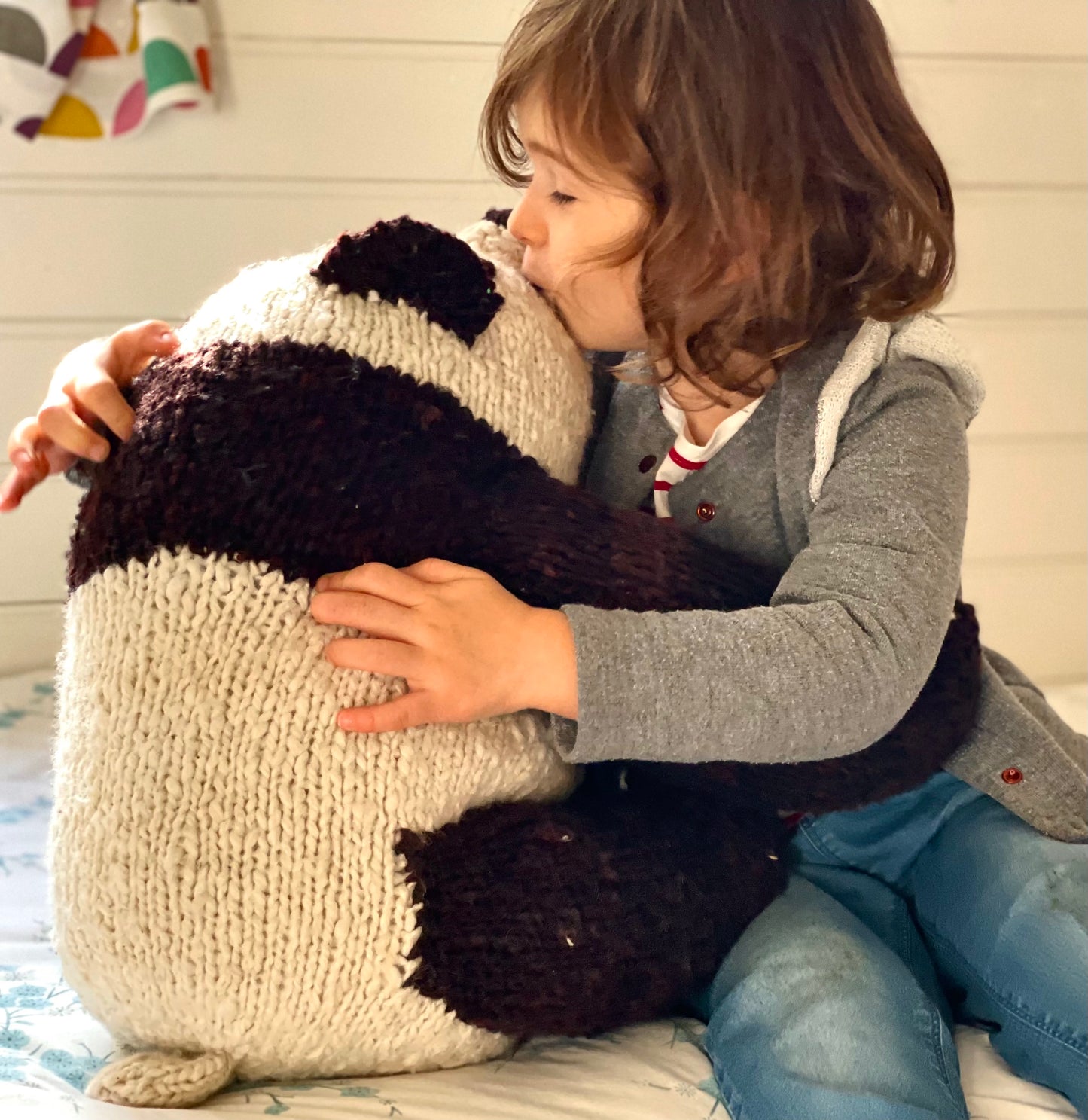 Eco-responsible handmade organic wool plush - Doudou bear XL - SCHUMAN - Kenana Knitters