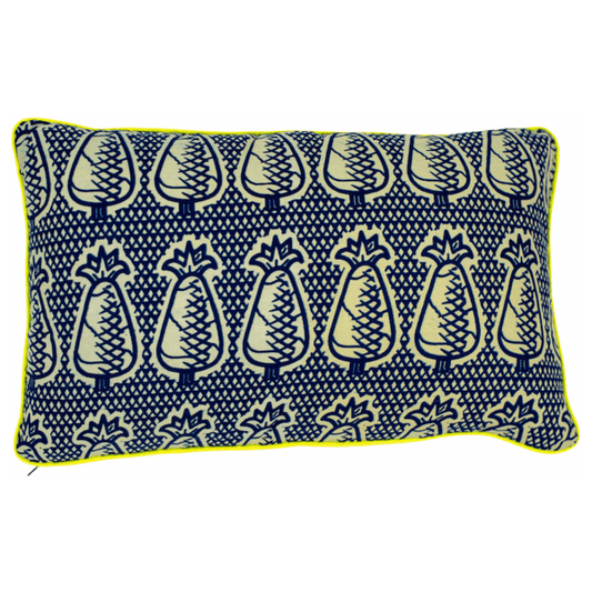 Ethnic cushion cover - Blue and yellow wax - PINEAPPLE