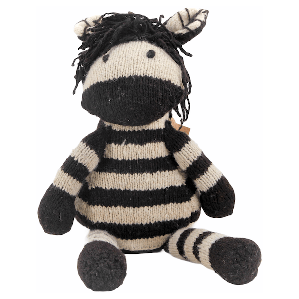 Zebra soft toy in eco-responsible organic wool - ARTHUR - Kenana Knitters