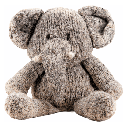 Gray elephant soft toy in eco-responsible organic wool - HANNIBAL - Kenana Knitters