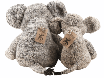 Gray elephant soft toy in eco-responsible organic wool - HANNIBAL - Kenana Knitters