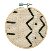 Wall-art, cercle mural en tissu bogolan mudcloth blanc - WEX - Studio Matongé