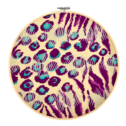 Wall-art, wall circle in purple leopard wax fabric - BASI