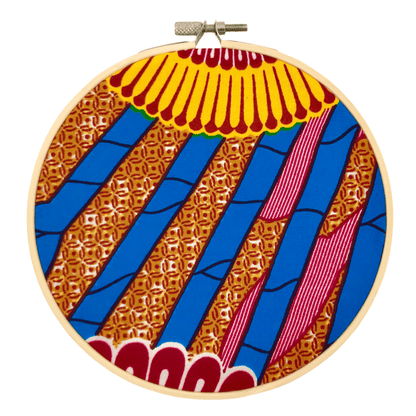 Wall-art, wall circle in multicolored wax fabric - SAFARA