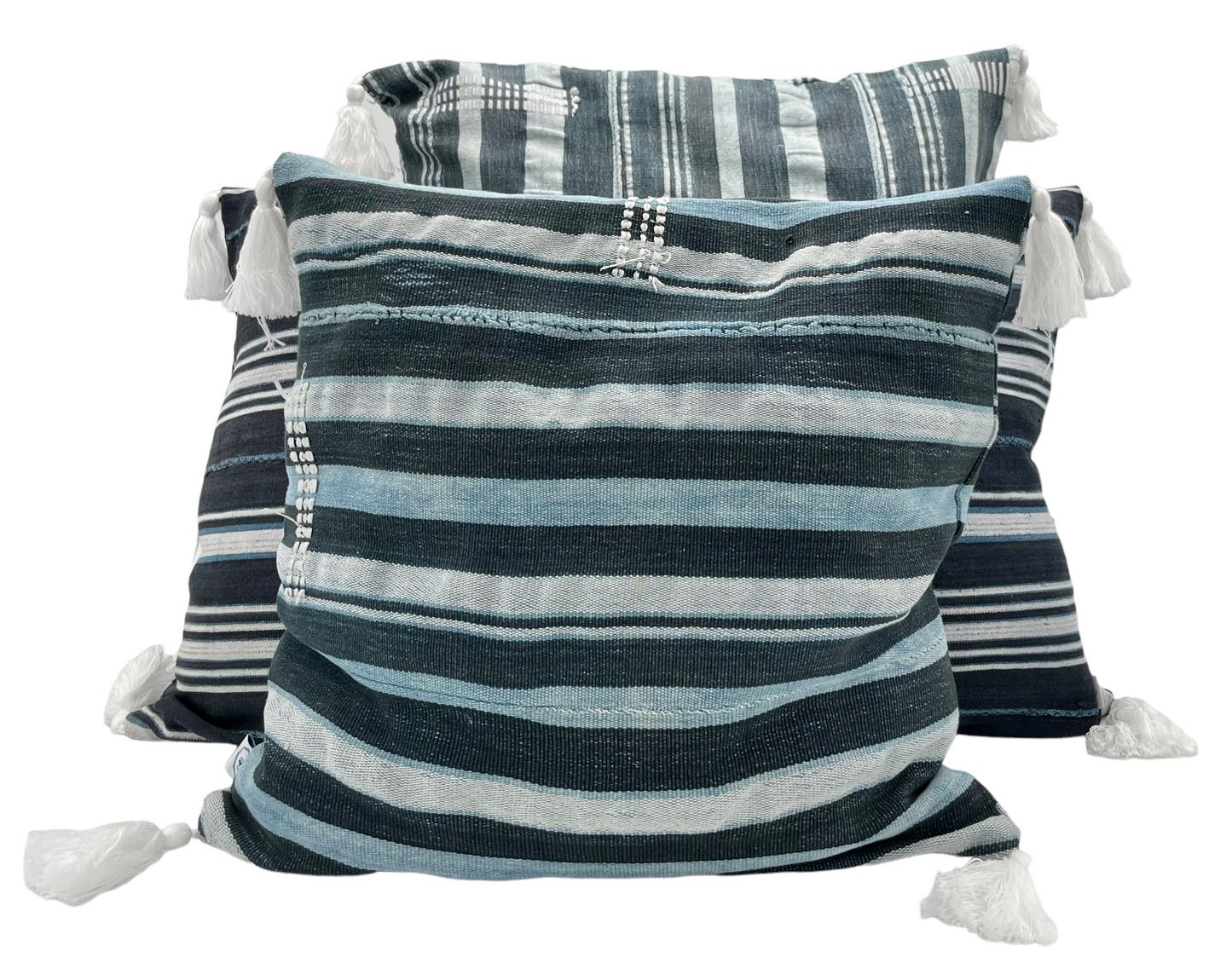 Ethnic cushion cover - Mossi vintage striped blue - AZURE
